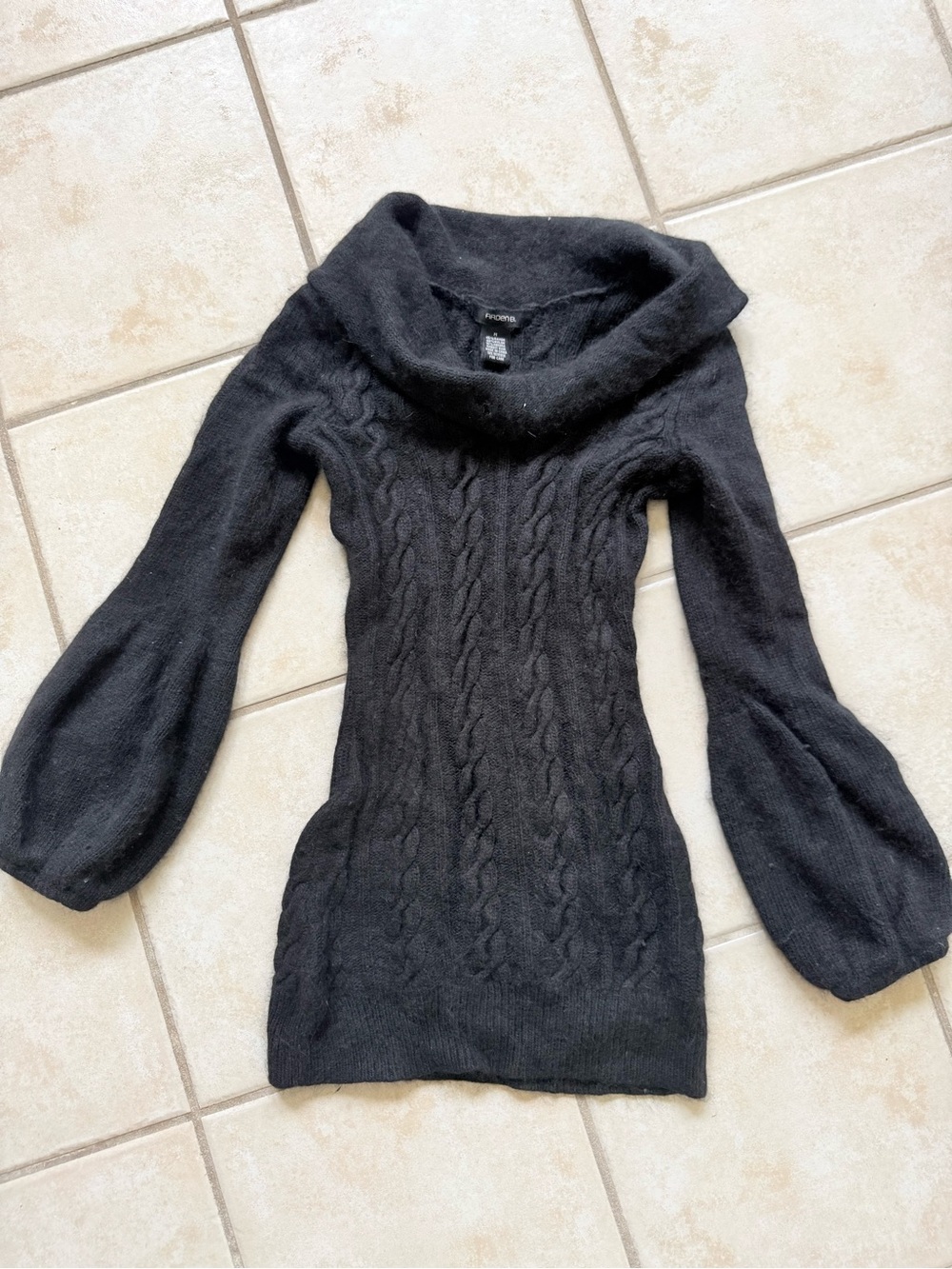 Arden B Black Cable Knit Cowl Neck Sweater
